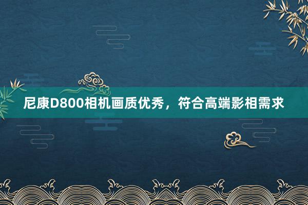 尼康D800相机画质优秀，符合高端影相需求