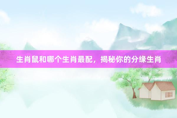生肖鼠和哪个生肖最配，揭秘你的分缘生肖