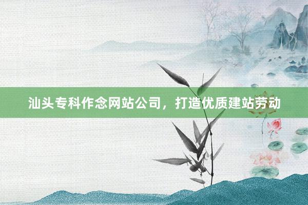 汕头专科作念网站公司，打造优质建站劳动
